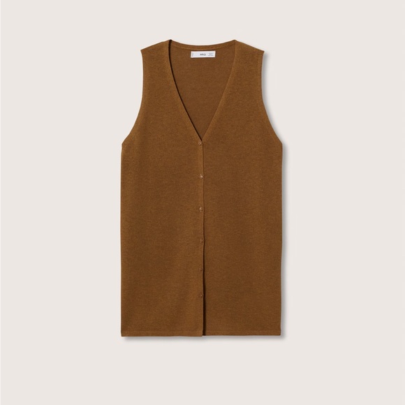 NWT MANGO Knit Sleeveless Sweater/Vest in Camel - Picture 5 of 8